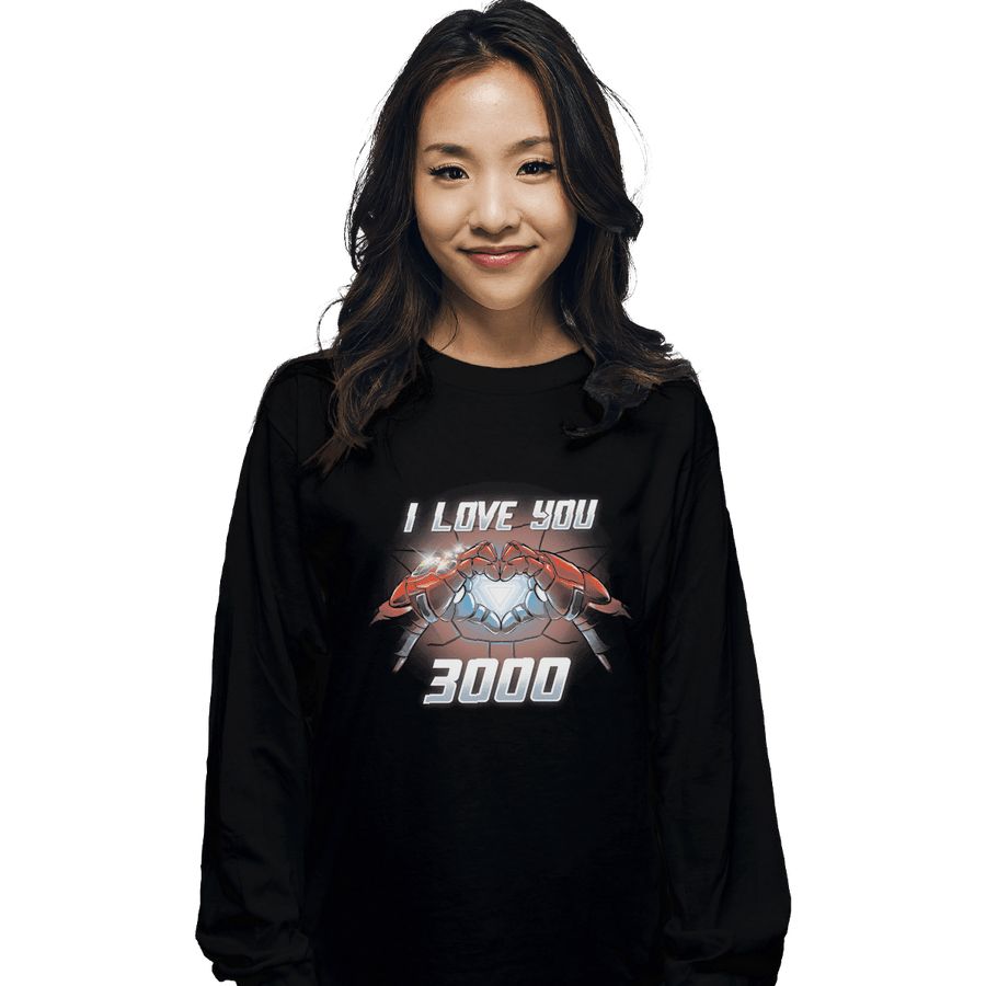 Shirts Long Sleeve Shirts, Unisex / Small / Black I Love You 3000