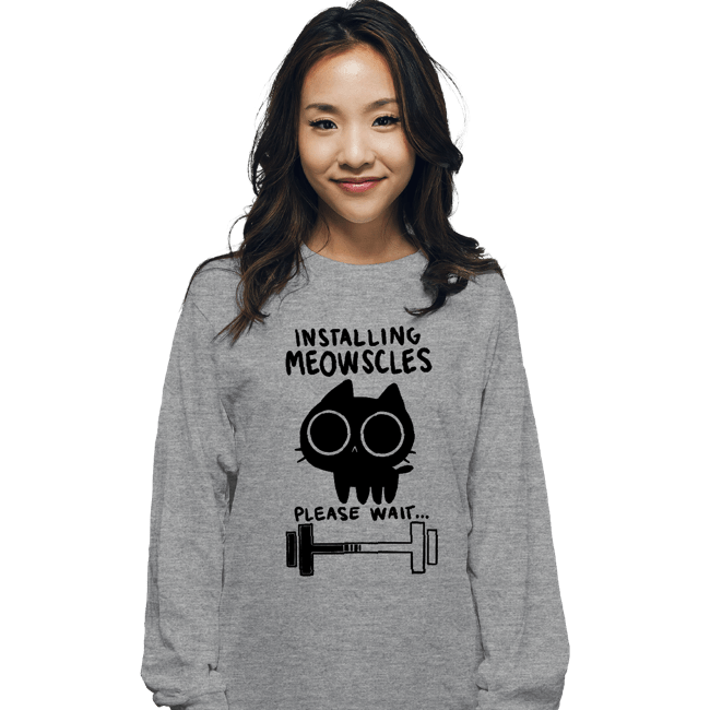 Secret_Shirts Long Sleeve Shirts, Unisex / Small / Sports Grey Installing Meowscles
