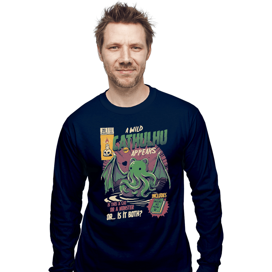 Shirts Long Sleeve Shirts, Unisex / Small / Navy Cathulhu