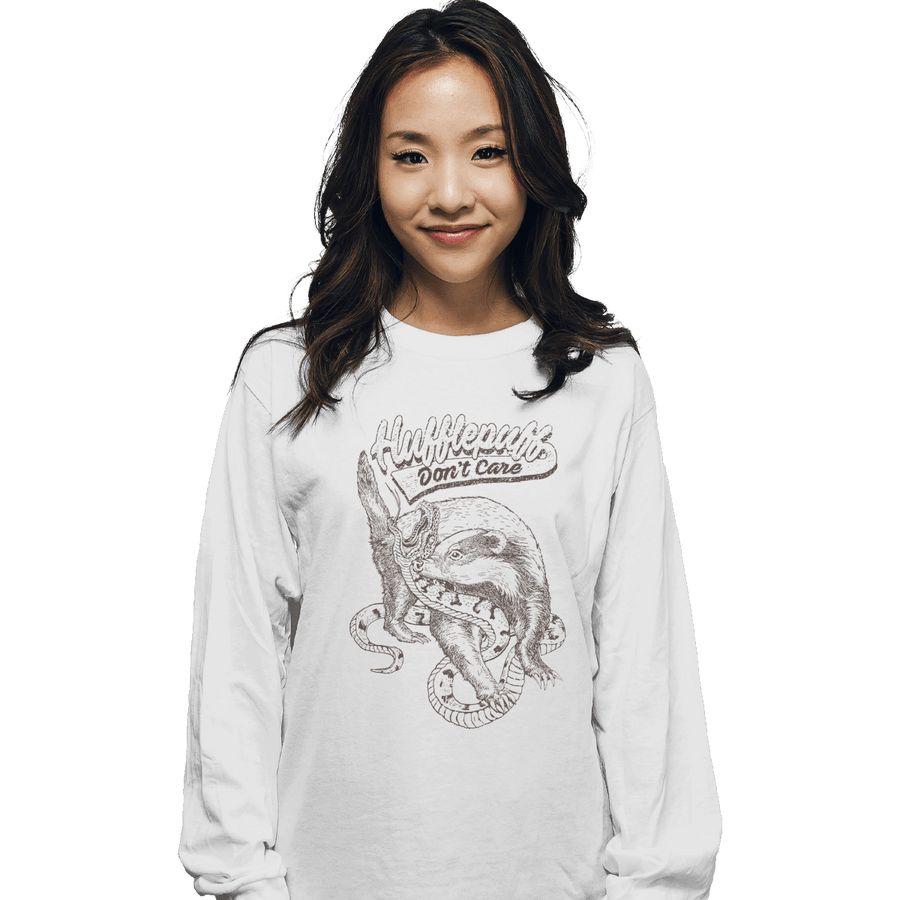 Shirts Long Sleeve Shirts, Unisex / Small / White Hufflepuff Don't Care