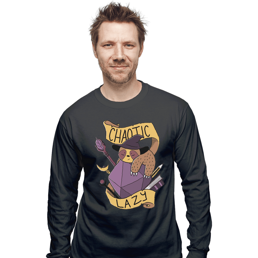 Shirts Long Sleeve Shirts, Unisex / Small / Charcoal Chaotic Lazy
