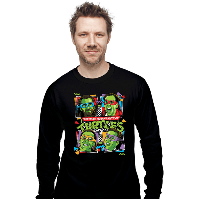 Secret_Shirts Long Sleeve Shirts, Unisex / Small / Black Thespian Mutant Nicolas Cage Turtles