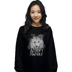 Shirts Long Sleeve Shirts, Unisex / Small / Black Adopt A Wolf
