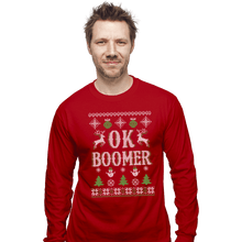 Load image into Gallery viewer, Shirts Long Sleeve Shirts, Unisex / Small / Red OK Boomer Ugly Christmas Sweater
