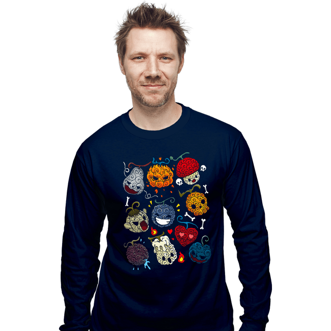 Daily_Deal_Shirts Long Sleeve Shirts, Unisex / Small / Navy Halloween Fruit