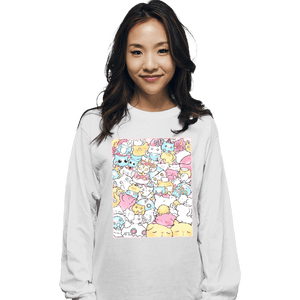 Daily_Deal_Shirts Long Sleeve Shirts, Unisex / Small / White Pastel Cats