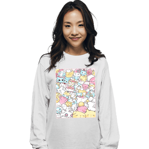 Daily_Deal_Shirts Long Sleeve Shirts, Unisex / Small / White Pastel Cats
