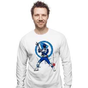 Shirts Long Sleeve Shirts, Unisex / Small / White Blue Ranger Sumi-e