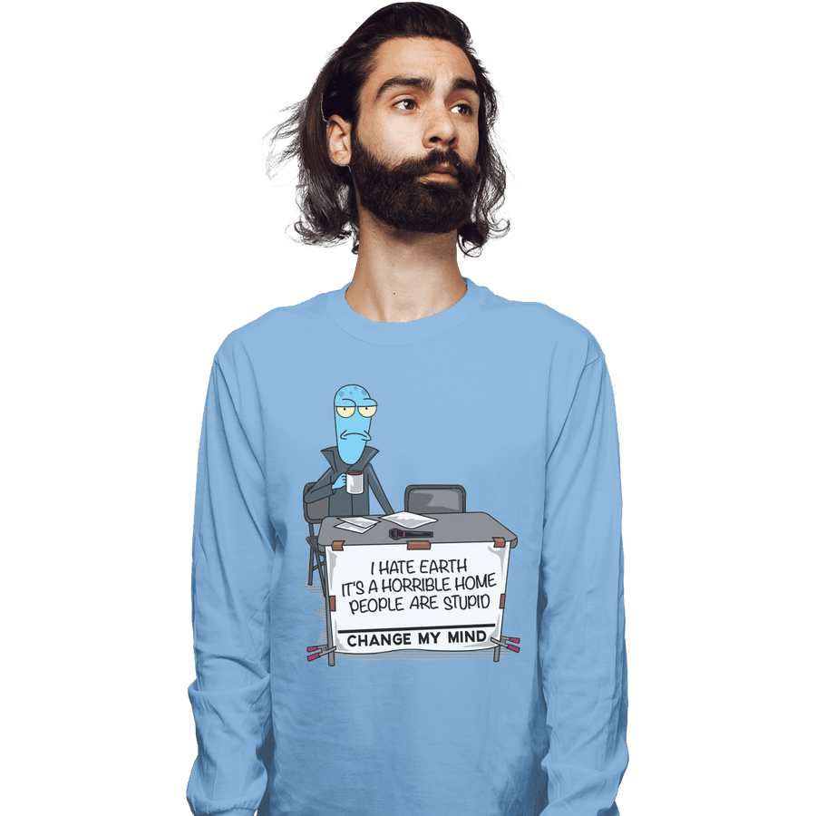 Shirts Long Sleeve Shirts, Unisex / Small / Powder Blue I Hate Earth