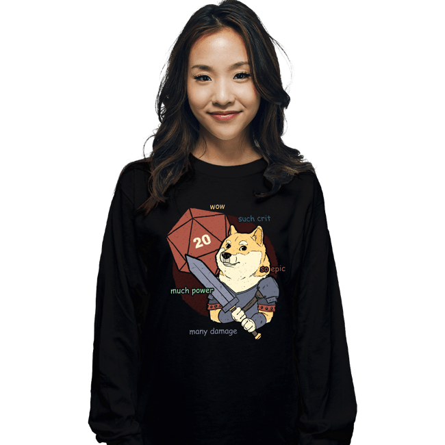 Secret_Shirts Long Sleeve Shirts, Unisex / Small / Black D&D Doge Meme