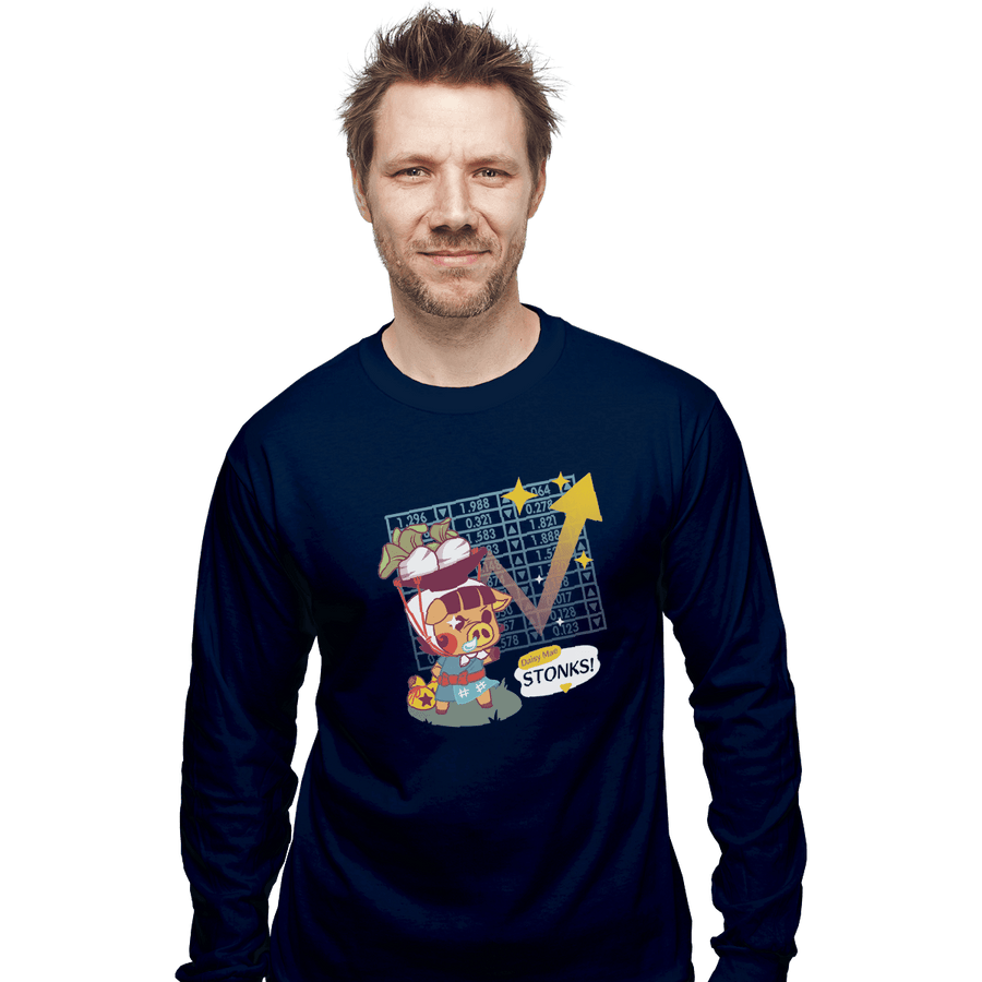Shirts Long Sleeve Shirts, Unisex / Small / Navy Turnip Stonks