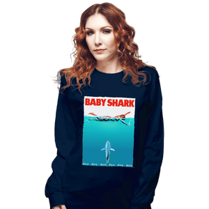 Shirts Long Sleeve Shirts, Unisex / Small / Navy Baby Shark