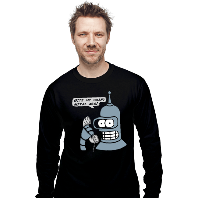 Secret_Shirts Long Sleeve Shirts, Unisex / Small / Black Robot On The Phone