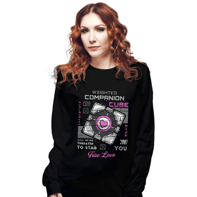 Secret_Shirts Long Sleeve Shirts, Unisex / Small / Black Companion Cube