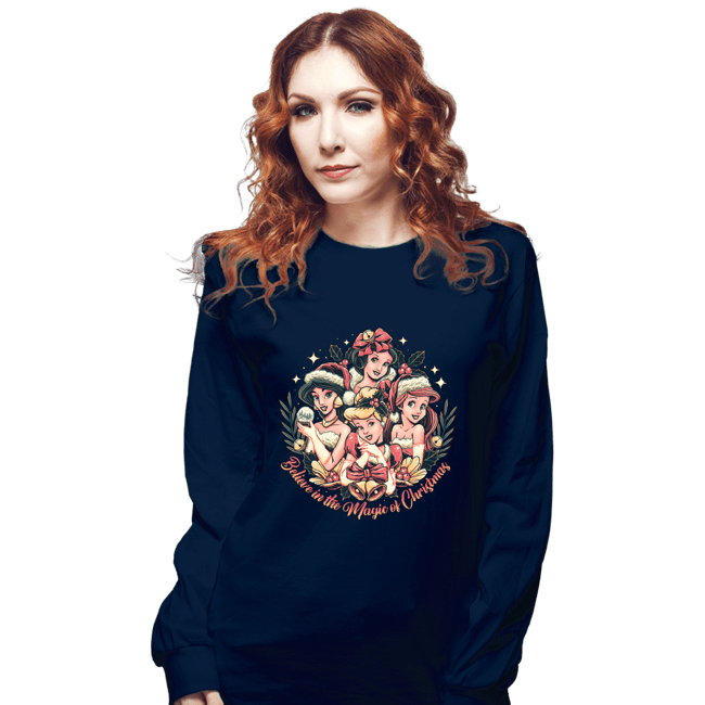 Daily_Deal_Shirts Long Sleeve Shirts, Unisex / Small / Navy Christmas Princesses