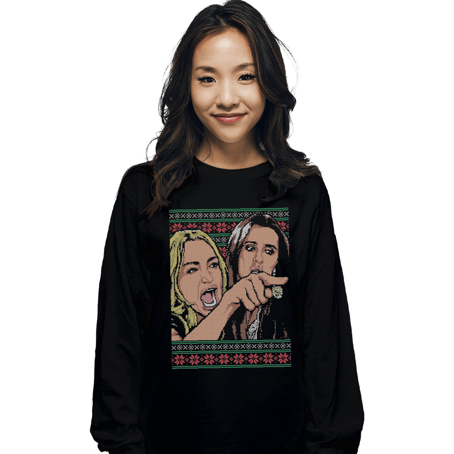 Shirts Long Sleeve Shirts, Unisex / Small / Black Yelling At A Cat Sweater