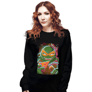 Daily_Deal_Shirts Long Sleeve Shirts, Unisex / Small / Black Glitch Michelangelo