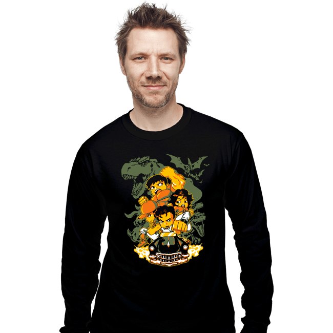 Shirts Long Sleeve Shirts, Unisex / Small / Black Cadillacs and Dinosaurs Heroes