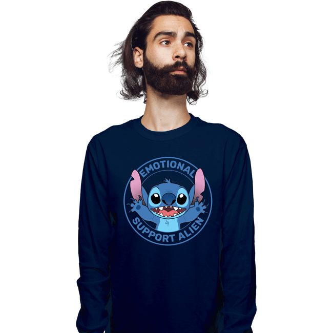 Secret_Shirts Long Sleeve Shirts, Unisex / Small / Navy Emotional Support Alien