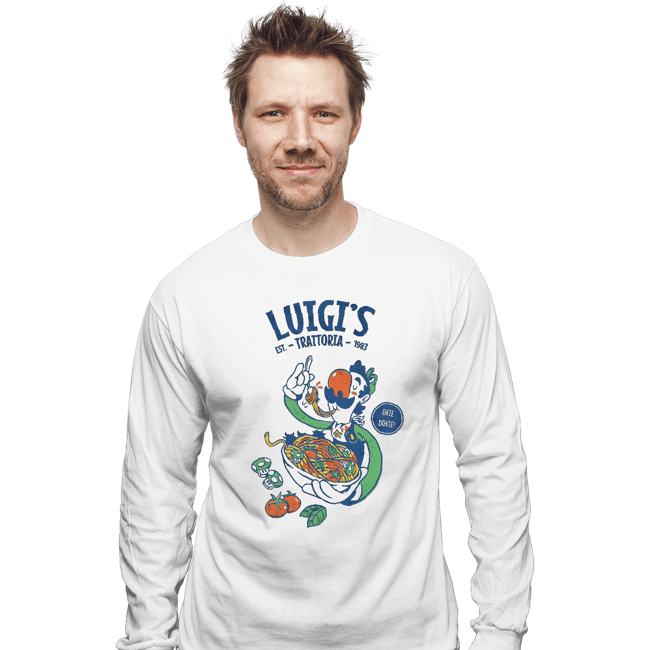 Daily_Deal_Shirts Long Sleeve Shirts, Unisex / Small / White Luigi's Trattoria