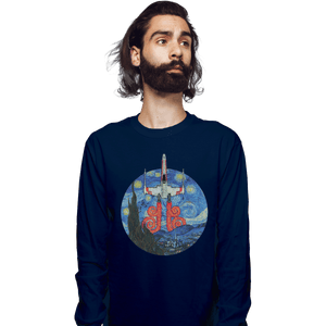 Shirts Long Sleeve Shirts, Unisex / Small / Navy Starry Fighter