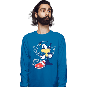 Shirts Long Sleeve Shirts, Unisex / Small / Sapphire Waiting Hedgehog