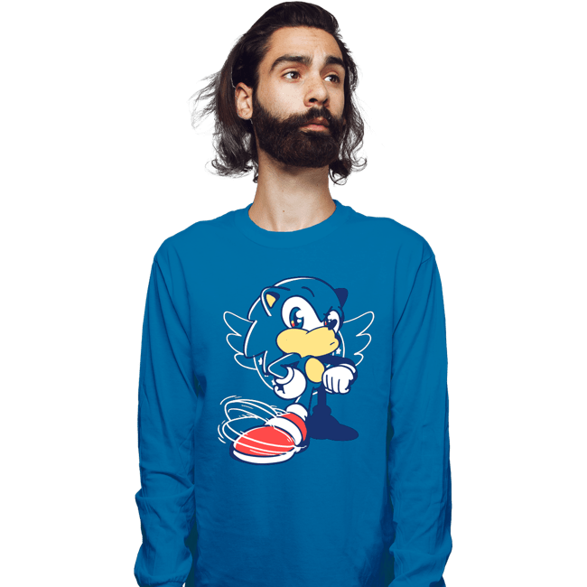 Shirts Long Sleeve Shirts, Unisex / Small / Sapphire Waiting Hedgehog