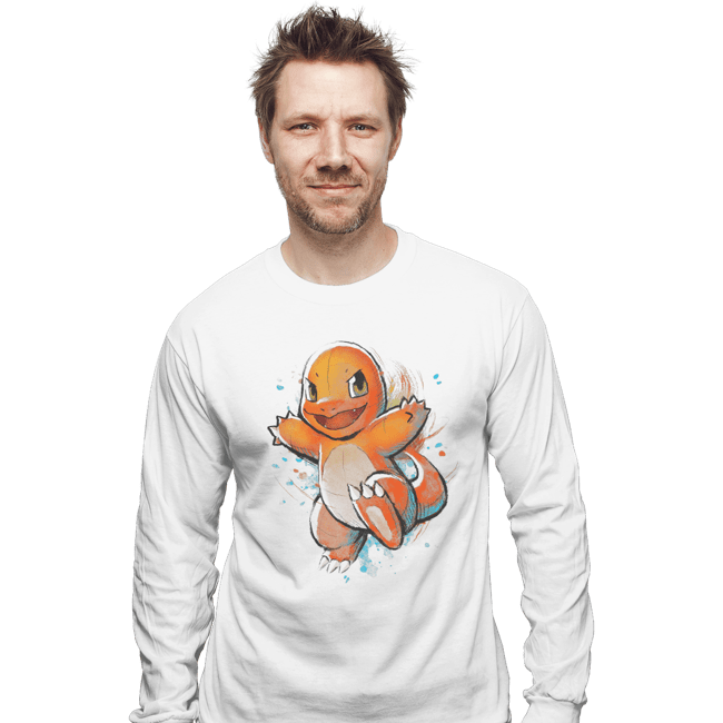 Shirts Long Sleeve Shirts, Unisex / Small / White Fire Ink