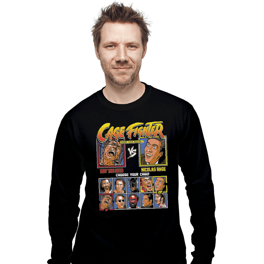Shirts Long Sleeve Shirts, Unisex / Small / Black Cage Fighter