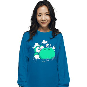 Shirts Long Sleeve Shirts, Unisex / Small / Sapphire Dino Island Baby