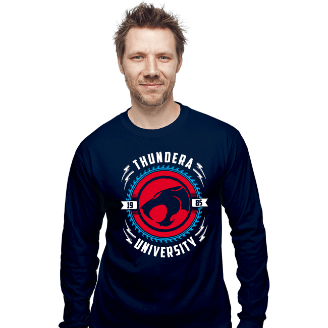 Daily_Deal_Shirts Long Sleeve Shirts, Unisex / Small / Navy Thundera University