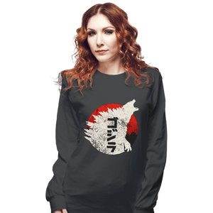 Secret_Shirts Long Sleeve Shirts, Unisex / Small / Charcoal Kaiju Through Japan