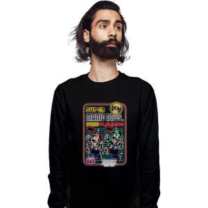 Shirts Long Sleeve Shirts, Unisex / Small / Black Neon Mario
