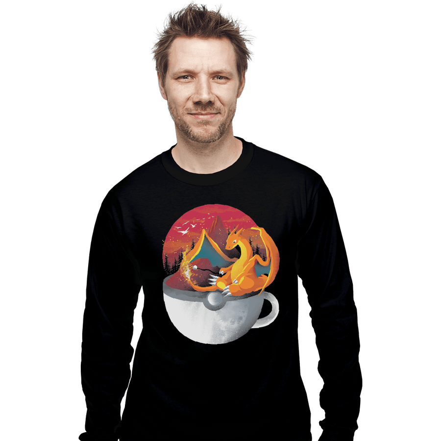 Shirts Long Sleeve Shirts, Unisex / Small / Black Cup Of Fire