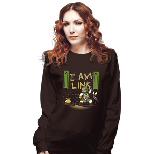 Shirts Long Sleeve Shirts, Unisex / Small / Dark Chocolate I Am Link