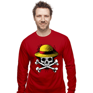 Secret_Shirts Long Sleeve Shirts, Unisex / Small / Red Skeleton Mugiwara