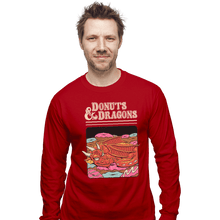 Load image into Gallery viewer, Shirts Long Sleeve Shirts, Unisex / Small / Red Donuts And Dragons
