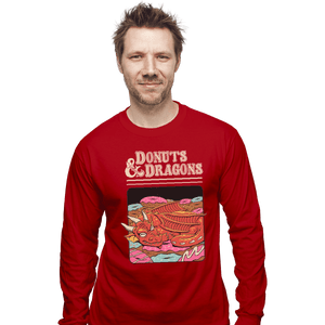 Shirts Long Sleeve Shirts, Unisex / Small / Red Donuts And Dragons