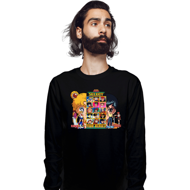 Secret_Shirts Long Sleeve Shirts, Unisex / Small / Black Select 90s Anime Hero