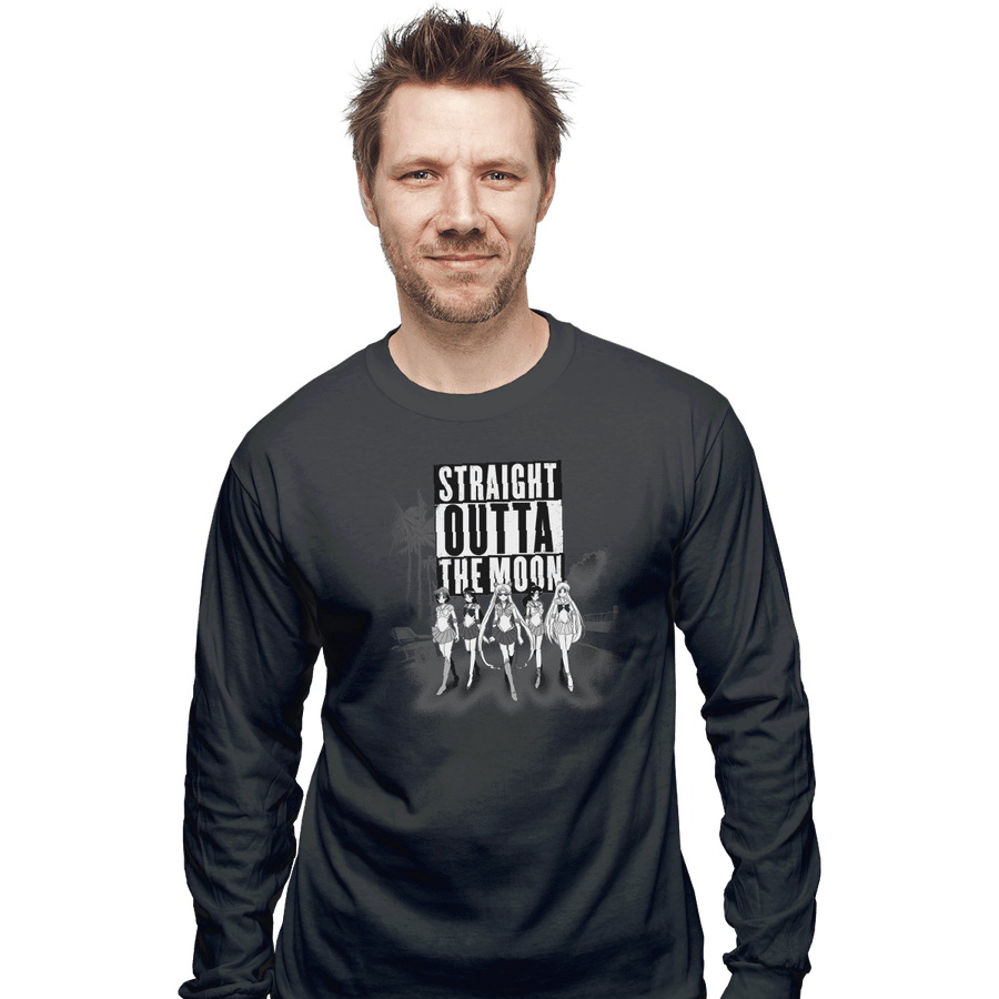 Shirts Long Sleeve Shirts, Unisex / Small / Charcoal Straight Outta The Moon