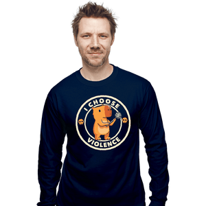 Last_Chance_Shirts Long Sleeve Shirts, Unisex / Small / Navy Violence Capybara