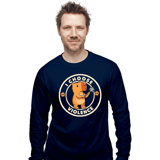 Last_Chance_Shirts Long Sleeve Shirts, Unisex / Small / Navy Violence Capybara