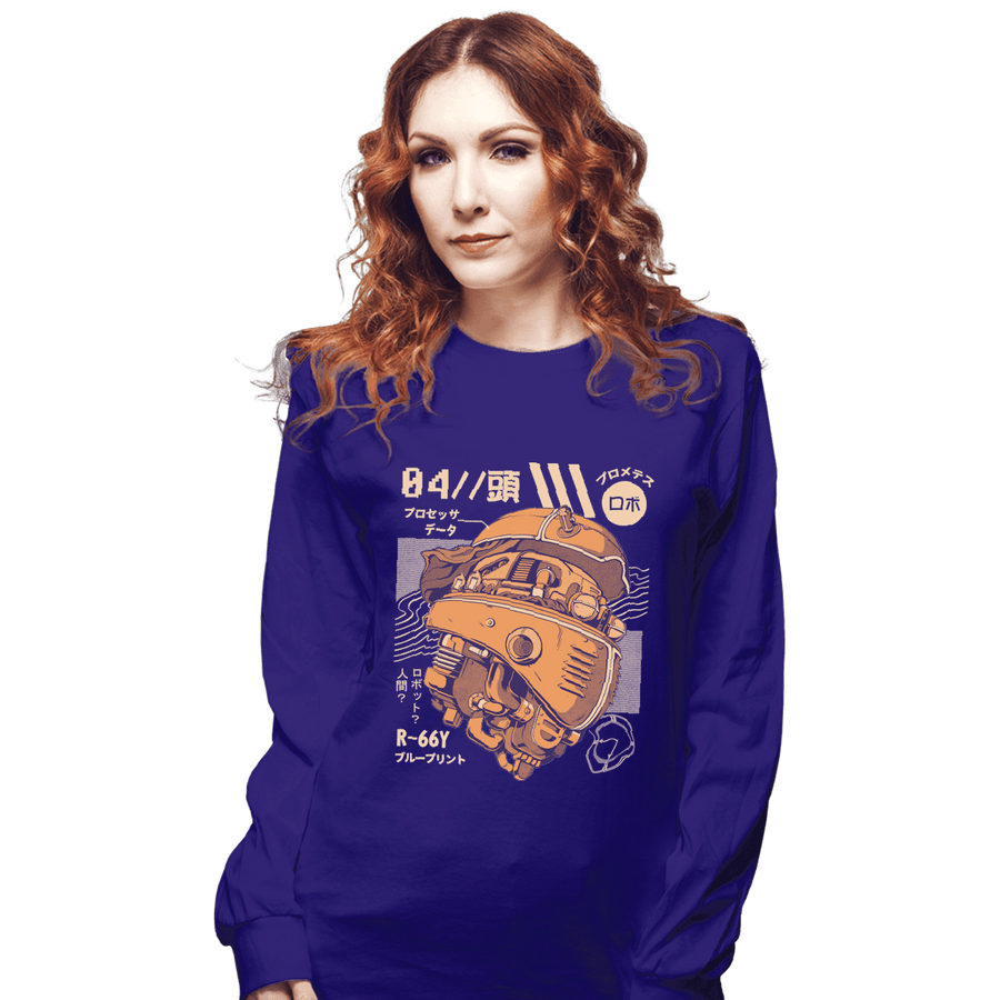 Shirts Long Sleeve Shirts, Unisex / Small / Violet Robo Head