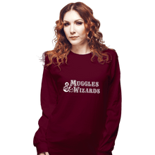 Load image into Gallery viewer, Secret_Shirts Long Sleeve Shirts, Unisex / Small / Maroon Muggles And Wizards
