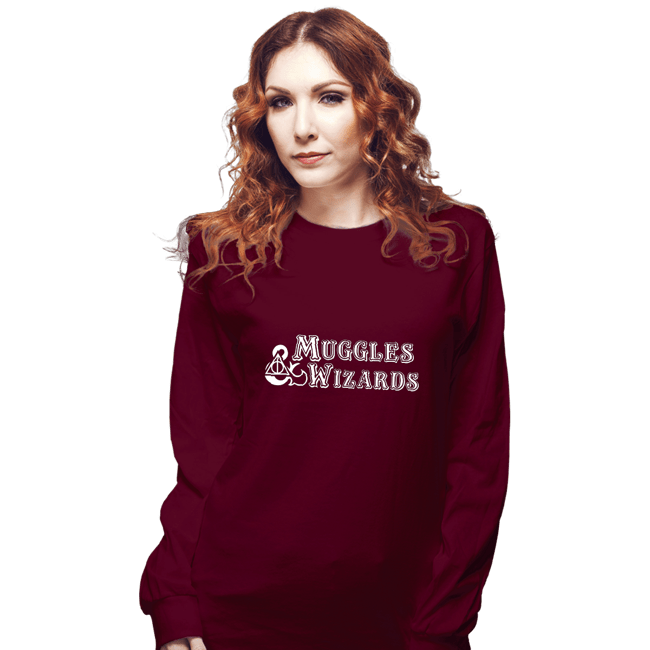 Secret_Shirts Long Sleeve Shirts, Unisex / Small / Maroon Muggles And Wizards