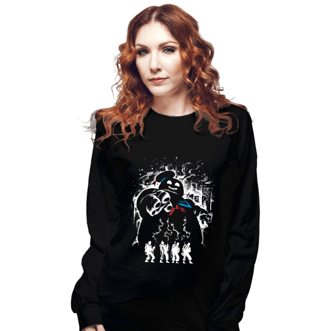 Daily_Deal_Shirts Long Sleeve Shirts, Unisex / Small / Black Marshmallow Ghost