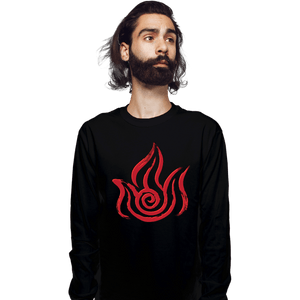 Shirts Long Sleeve Shirts, Unisex / Small / Black Fire