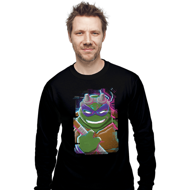 Daily_Deal_Shirts Long Sleeve Shirts, Unisex / Small / Black Glitch Donatello
