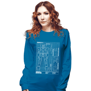 Shirts Long Sleeve Shirts, Unisex / Small / Sapphire RX-78-2 Blueprint