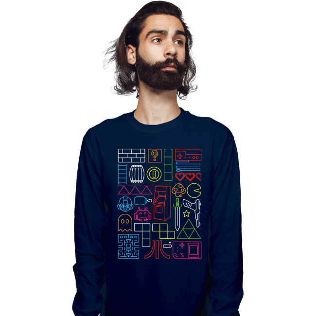 Daily_Deal_Shirts Long Sleeve Shirts, Unisex / Small / Navy Nostalgic Doodles